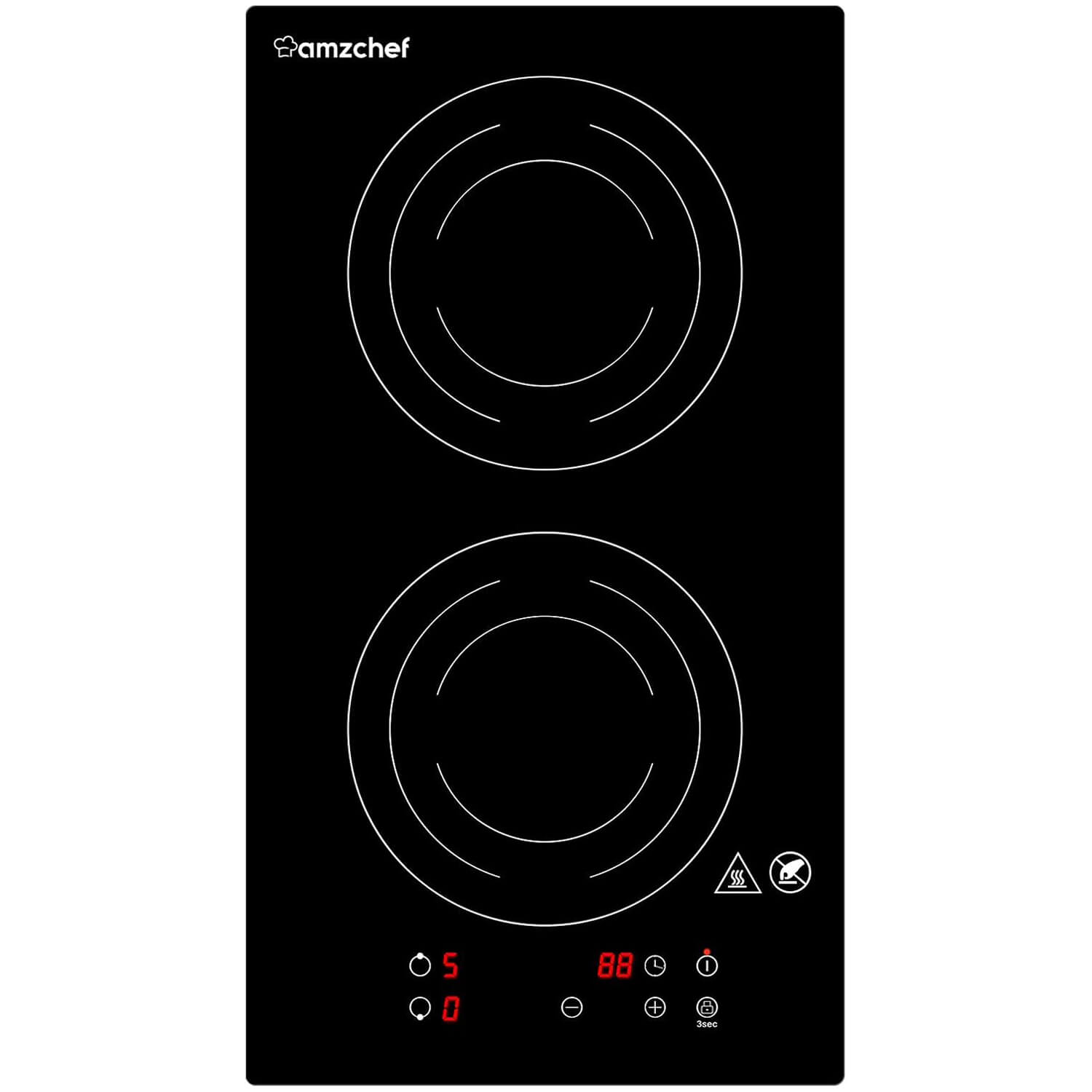 AMZCHEF 12 Inch Electric Stove Hob 2 Burners 1800W