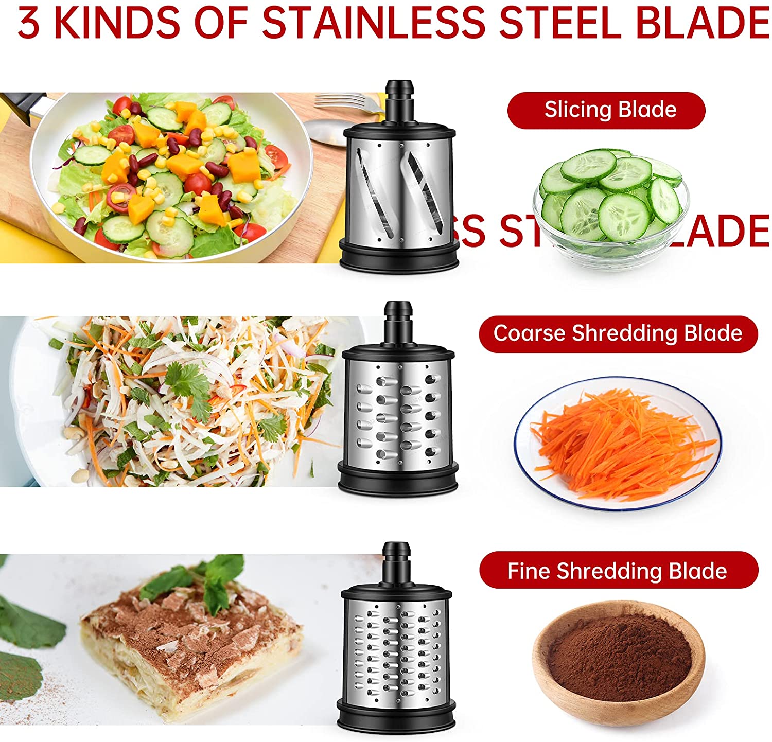 AMZCHEF Slow Juicer food slicers cheese grater attachment