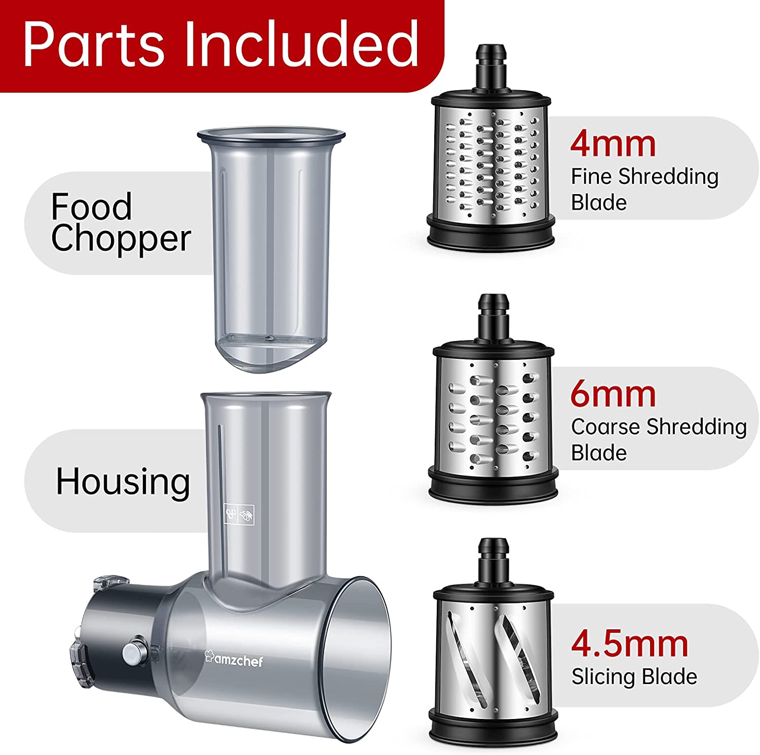 AMZCHEF Slow Juicer food slicers cheese grater attachment
