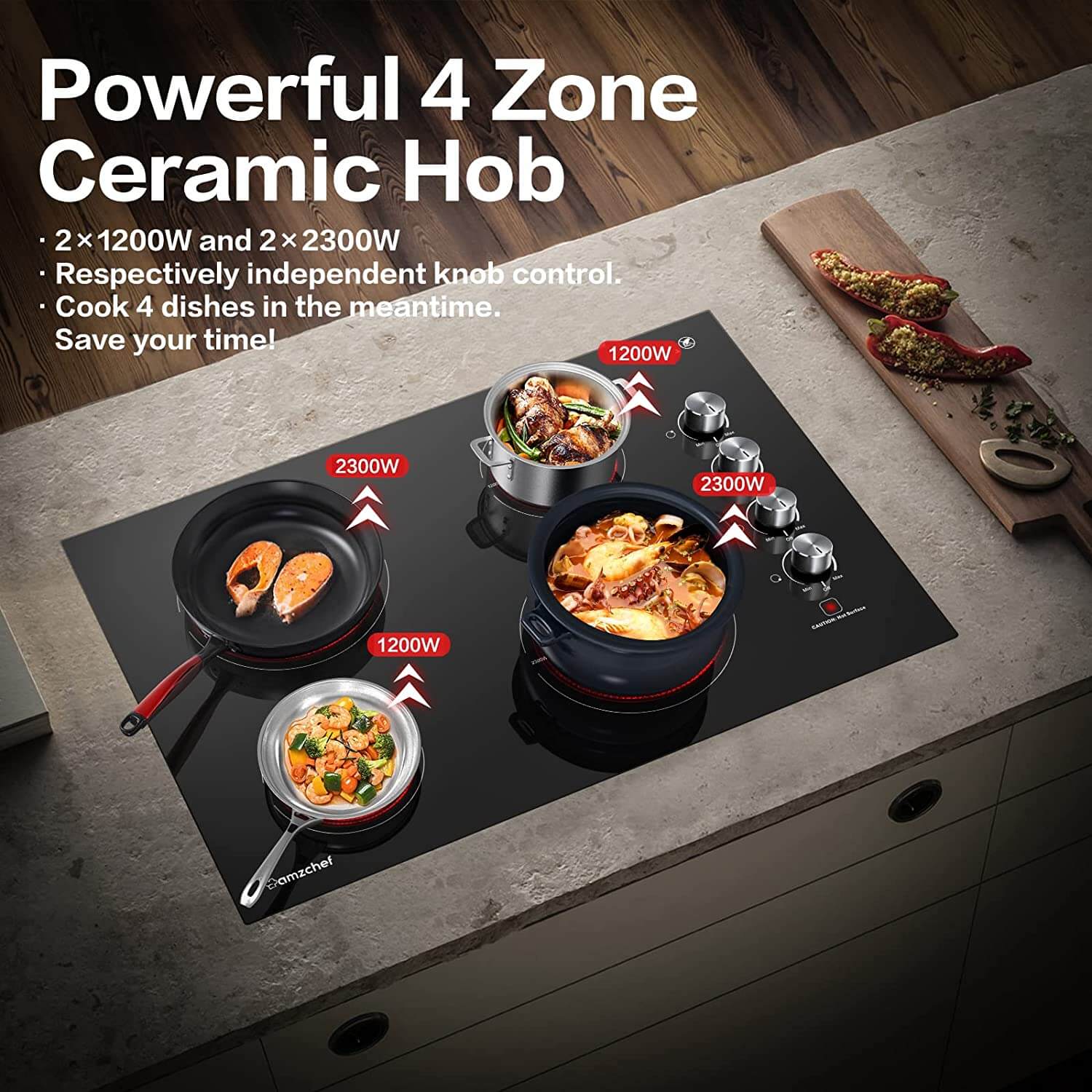 AMZCHEF Electric Cooktop 30inch Built-in Electric Burner YL-EC4-307007