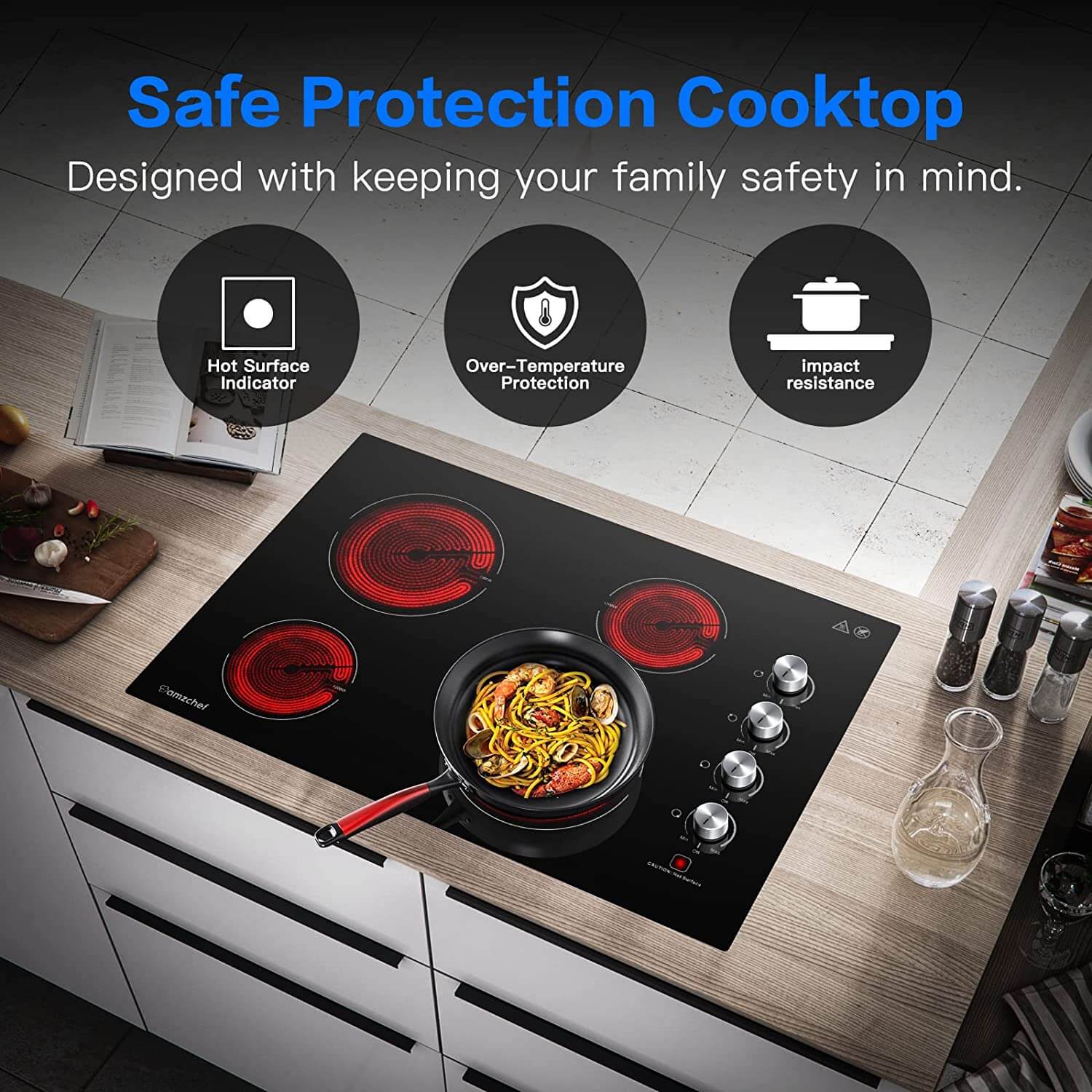 AMZCHEF Electric Cooktop 30inch Built-in Electric Burner YL-EC4-307007