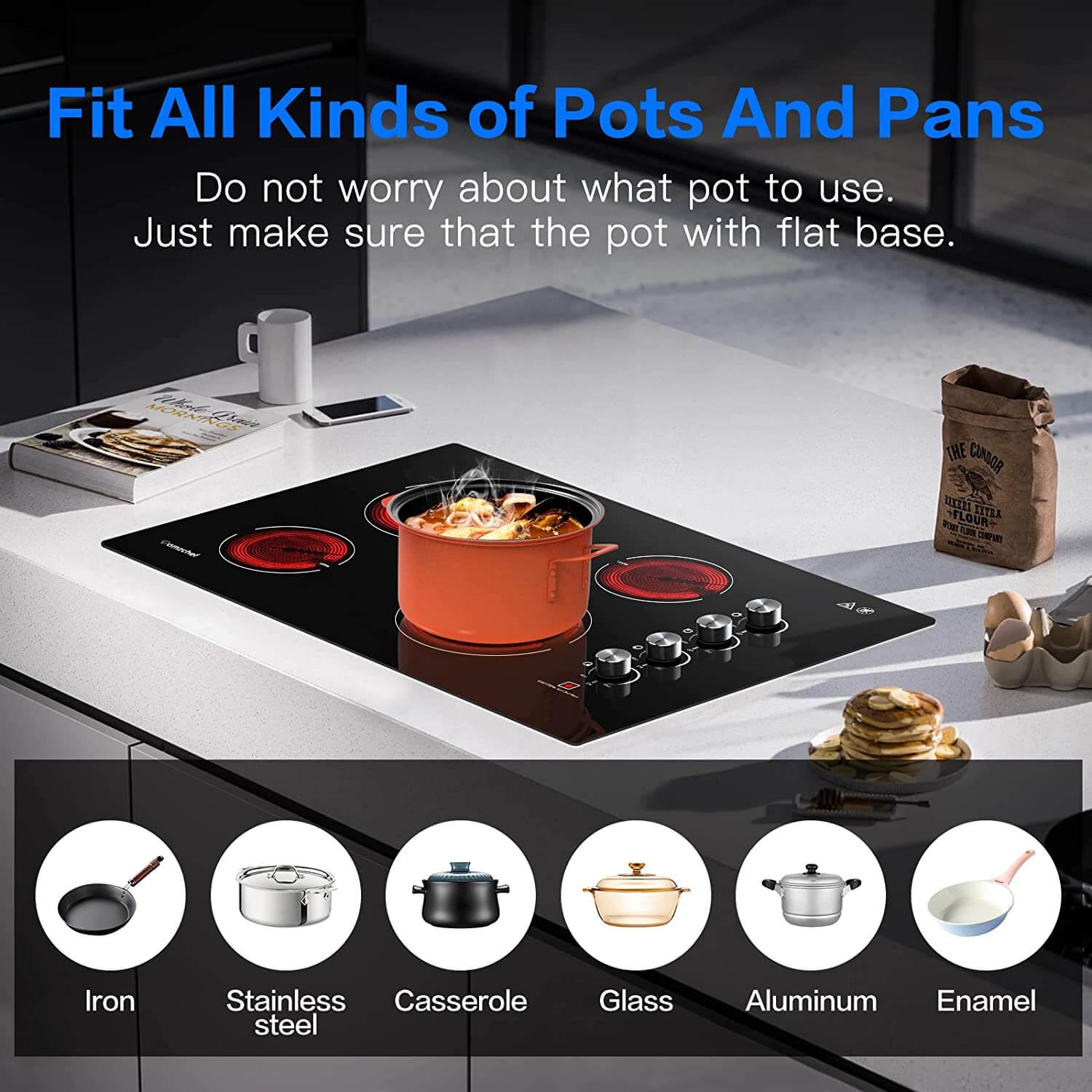 AMZCHEF Electric Cooktop 30inch Built-in Electric Burner YL-EC4-307007