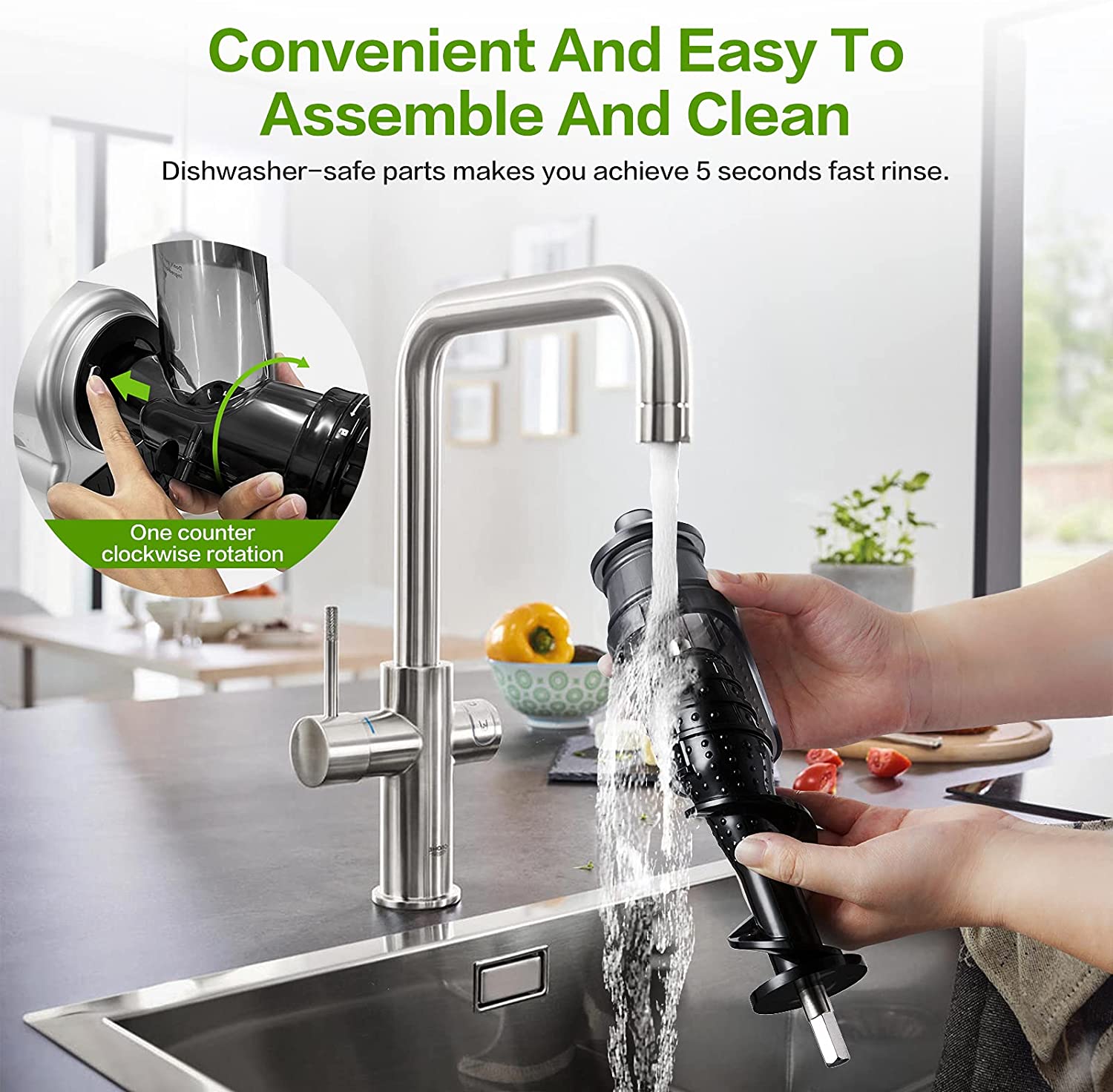 Juicer Machines, AMZCHEF Innovative Cold Press Juicer with high Juice Yield, Slow Masticating Juicer for Vegetables and Fruits,Juice Extractor with Reverse, Slow Juicer, Easy to Clean, Operate Quiet