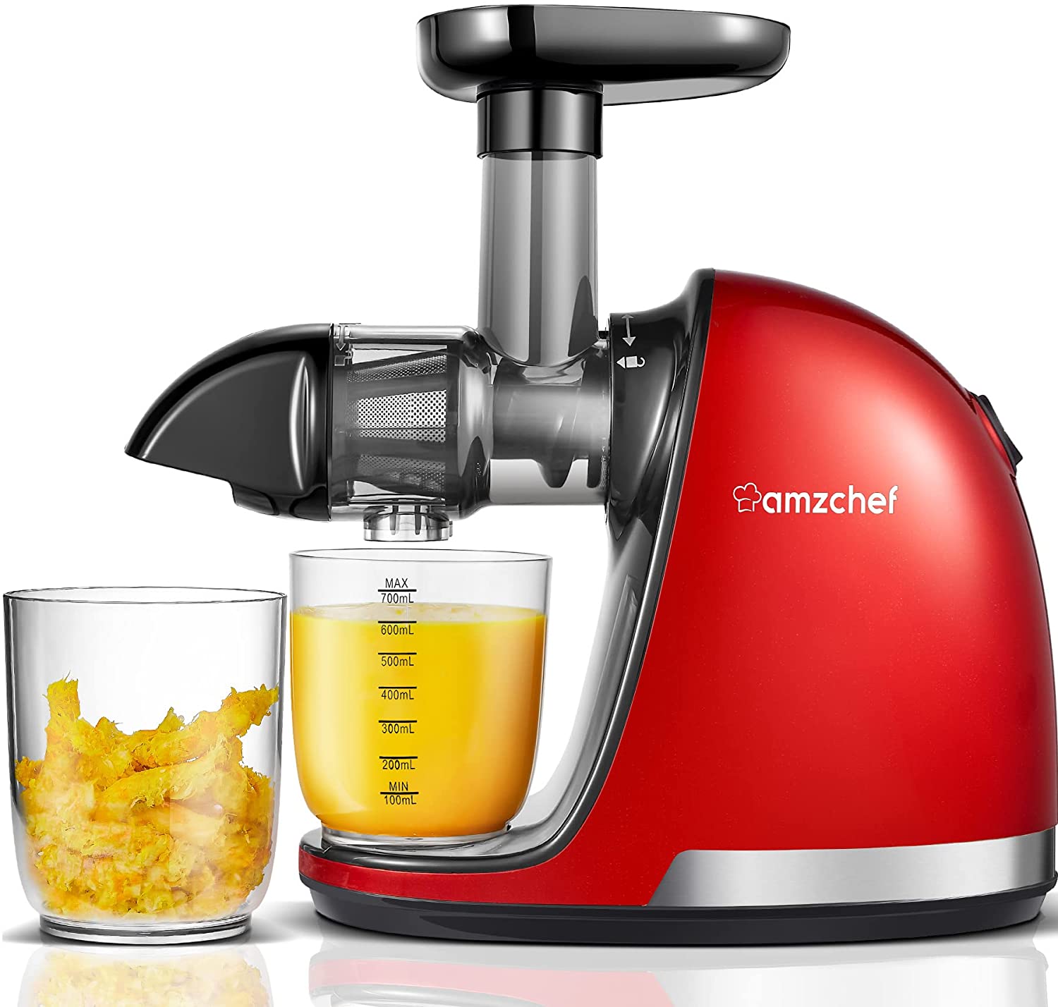 Slow Juicer Extractor, AMZCHEF Slow Masticating Juicer Machines with Quiet Motor, Juice Extractor with Reverse Function, Cold Press Juicer Easy to Clean with Brush for High Nutrient Fruit & Vegetable Juice