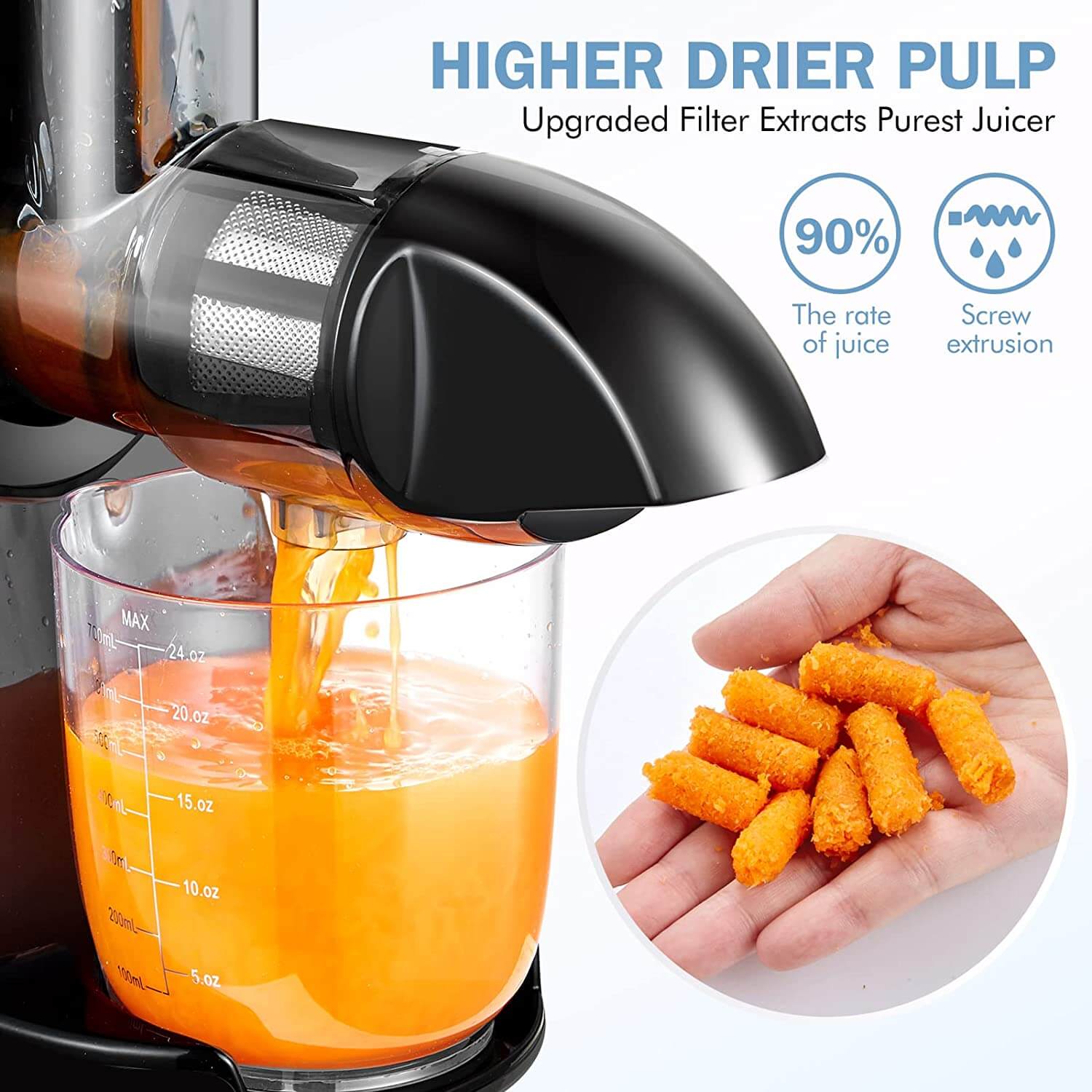 slow juicer AMZCHEF masticating juicer professional machine ZM1501 blue mini