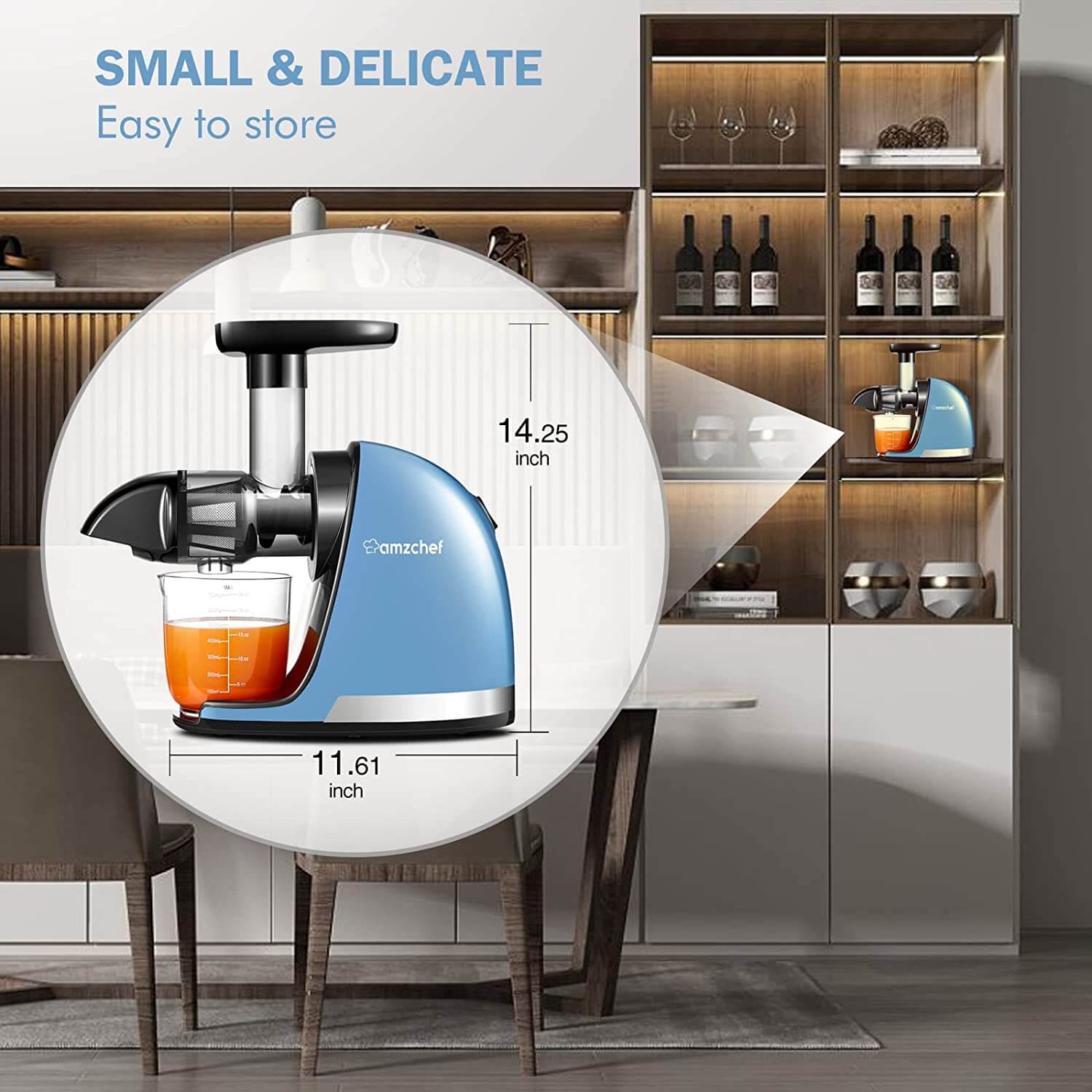 slow juicer AMZCHEF masticating juicer professional machine ZM1501 blue mini